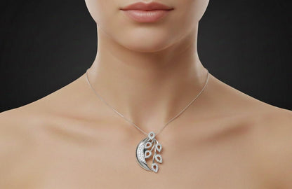 Moissanite Leaf Pendant Necklace | Rose Gold & Silver, Hypoallergenic