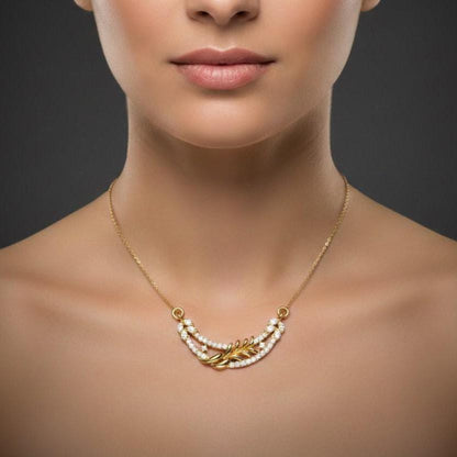 Moissanite Leaf Pendant Necklace | Gold, Rose Gold & Silver | Hypoallergenic Bridal Gift