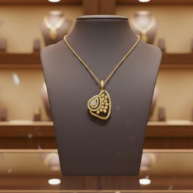 Moissanite Pendant Gold Silver Rose | Elegant Teardrop Bridal Jewelry | Anniversary Valentine Gift for Her