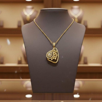 Moissanite Pendant Gold Silver Rose | Elegant Teardrop Bridal Jewelry | Anniversary Valentine Gift for Her