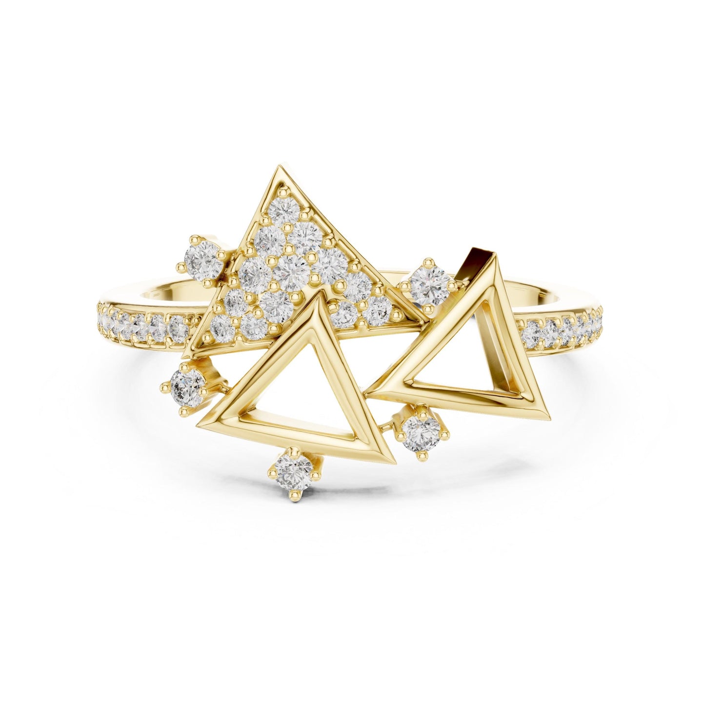 Geometric Triangle CZ Ring | Gold Silver Rose Gold Stackable Statement Ring