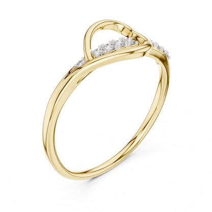 Riora moissanite heart loop ring in rose gold, minimalist promise band with dainty romantic heart design.