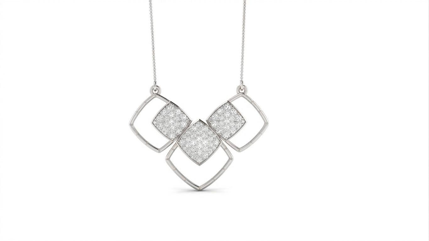 Riora moissanite geometric necklace with minimalist diamond pendant in rose gold, silver, or gold, ideal bridal gift jewelry.