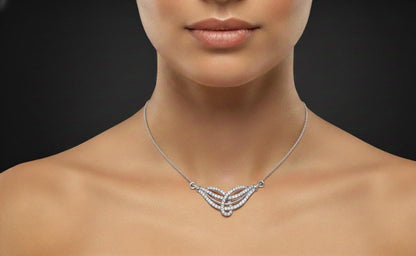 Moissanite Wave Pendant Necklace for Women | Gold, Rose Gold & Silver | Elegant Minimalist Jewelry