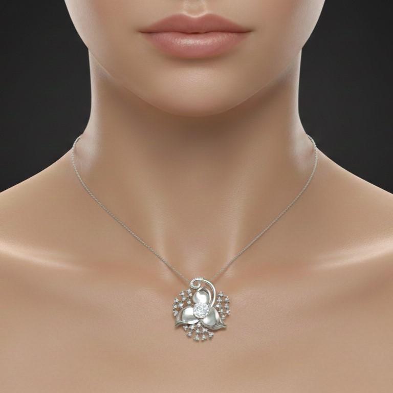 Moissanite Flower Necklace, Gold Rose Silver Floral Jewelry, Elegant Gift for Her, Anniversary Valentine