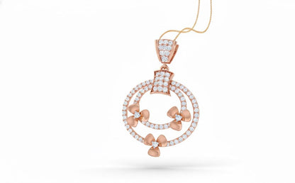 Circle Pendant Gold Rose Silver Jewelry, Floral Diamond Look Necklace, Valentine Gift for Her