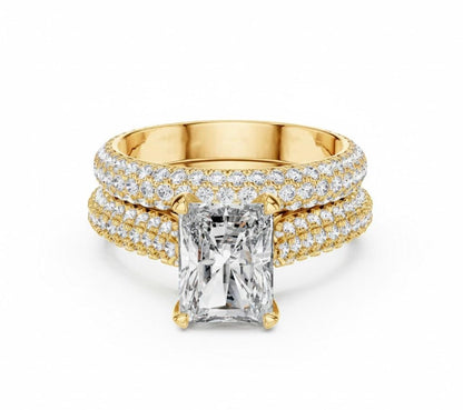 Radiant Cut CZ Engagement Ring | Pave Eternity Band | Gold, Rose Gold & Silver