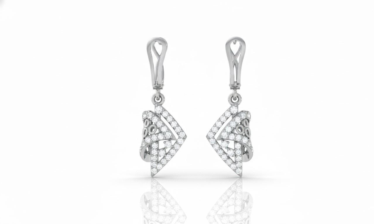 Moissanite Geometric Drop Stud Earrings | Hypoallergenic Luxury | Gold, Rose Gold, Silver