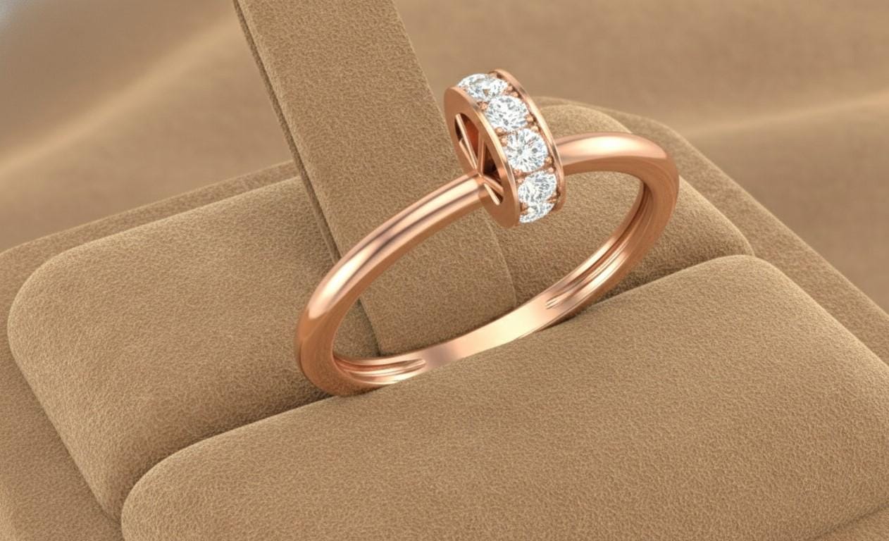 Dainty Moissanite Band Ring | Minimal Stackable Ring in Gold, Rose Gold & Silver | Hypoallergenic Promise & Engagement Gift