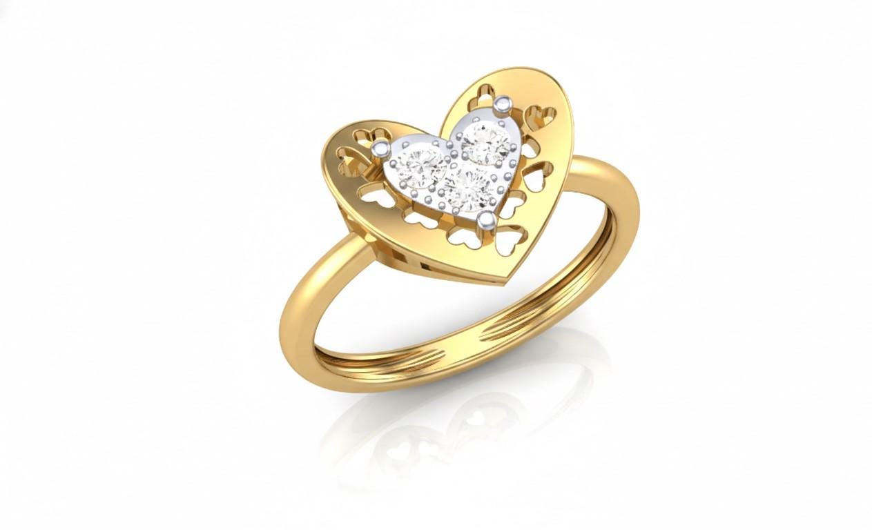 Moissanite Heart Ring for Women | Gold, Rose Gold & Silver | Sizes 5–11 | Romantic Promise & Valentine Gift