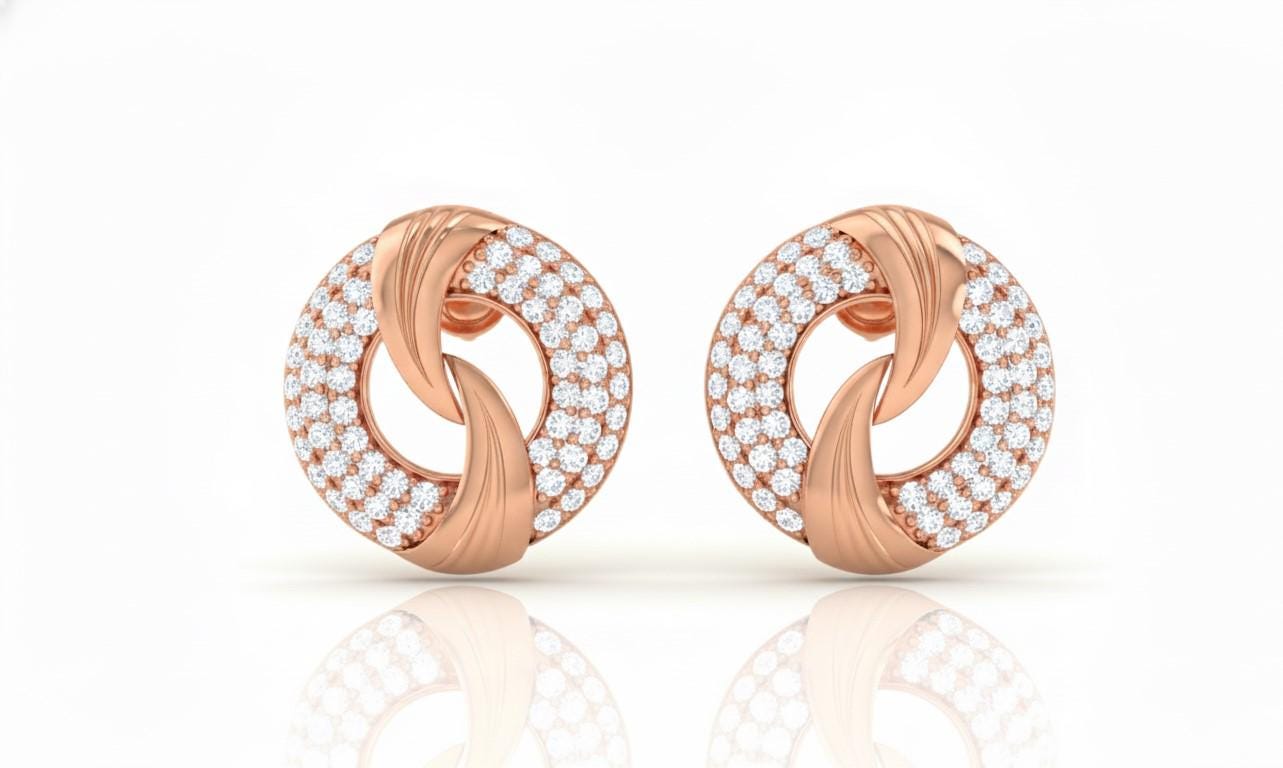Moissanite Stud Earrings | Luxury Circle Knot | Gold, Rose Gold & Silver | Hypoallergenic Bridal Gift