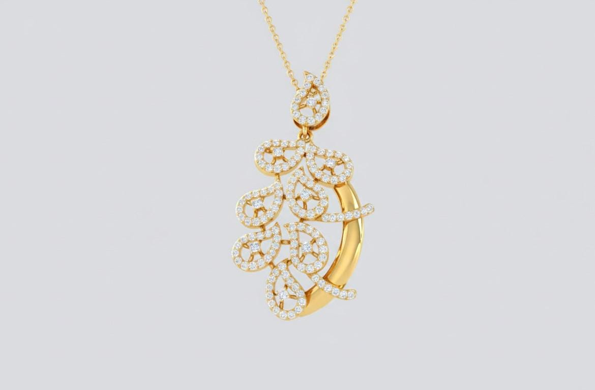 Moissanite Leaf Pendant Necklace, Elegant Rose Gold Finish