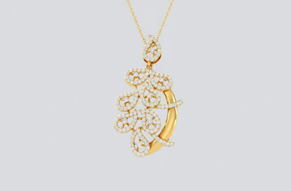 Moissanite Leaf Pendant Necklace, Elegant Rose Gold Finish