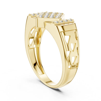 Riora luxury moissanite diamond engagement ring with gold and rose accents, elegant bridal jewelry for special occasions