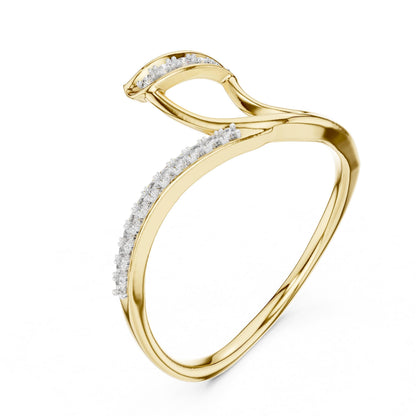 Riora elegant moissanite wave ring with minimalist open band in gold, rose gold, and silver, stacking jewelry design