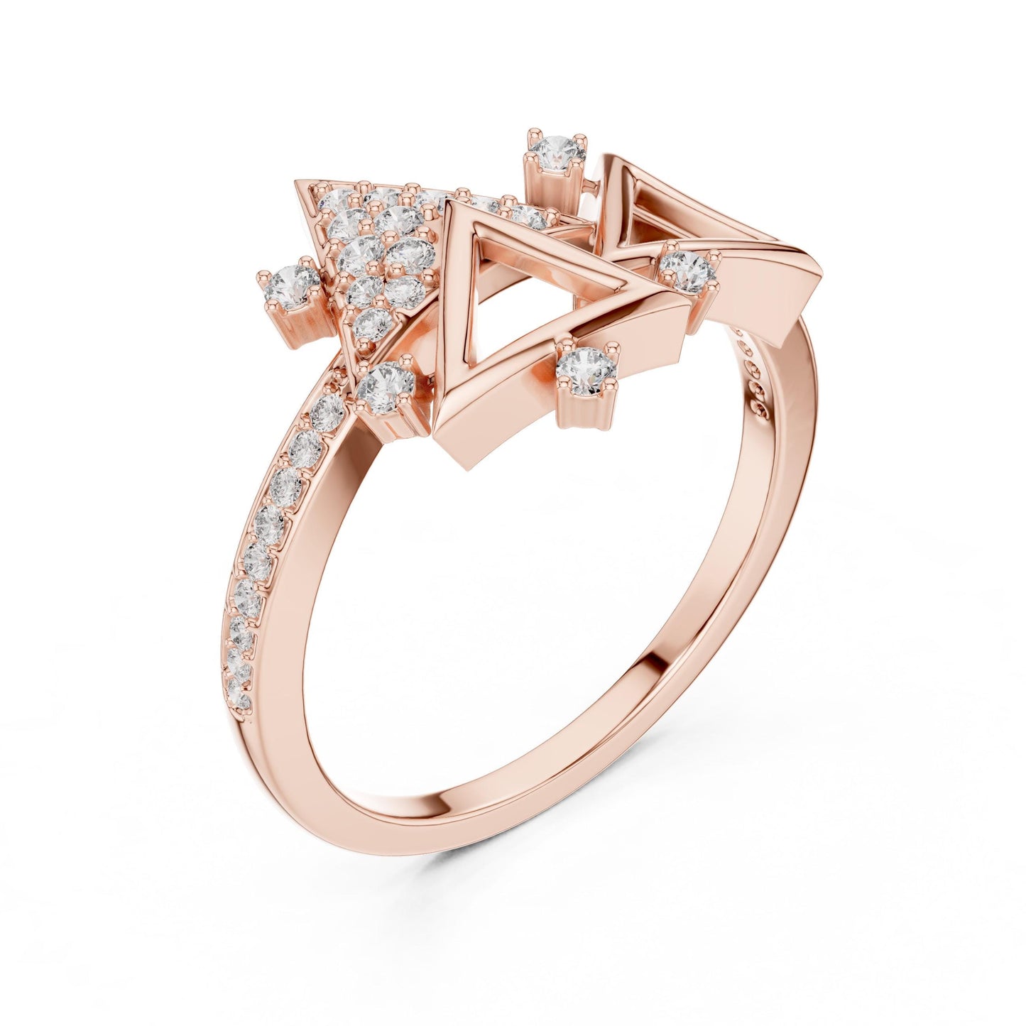 Geometric Triangle CZ Ring | Gold Silver Rose Gold Stackable Statement Ring