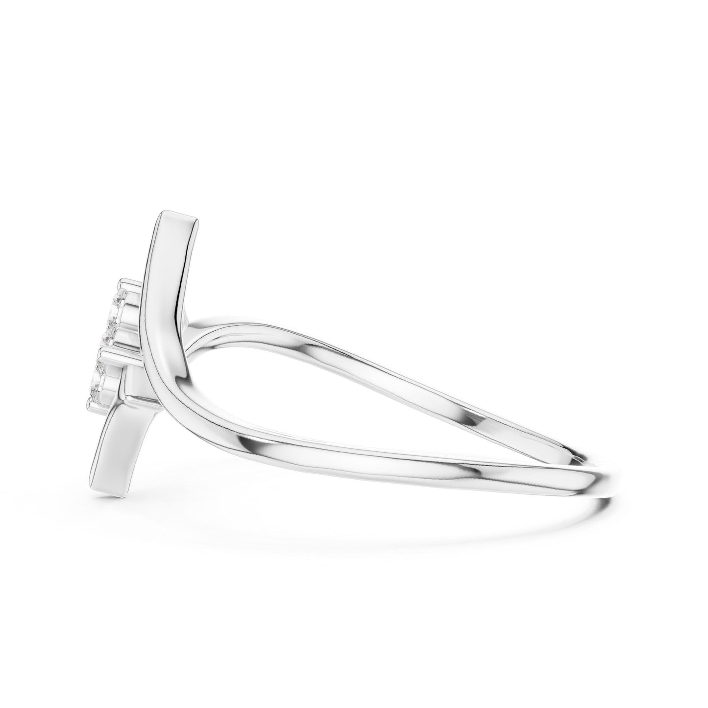 Riora Moissanite flower diamond ring in gold, rose gold, and silver with a minimalist floral design and statement band.