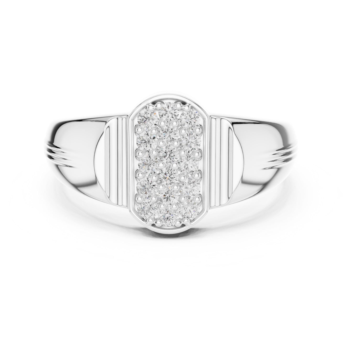 Riora luxury moissanite diamond statement ring in bold rose gold, featuring a sparkling center and intricate band design.