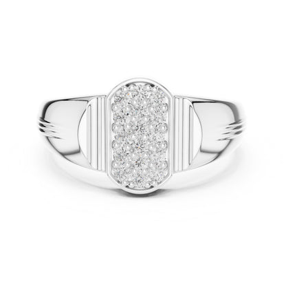 Riora luxury moissanite diamond statement ring in bold rose gold, featuring a sparkling center and intricate band design.