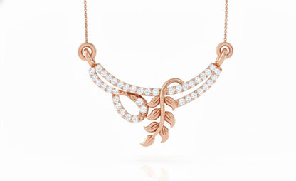 Moissanite Leaf Pendant Necklace | Gold, Rose Gold & Silver | Diamond Look Gift for Her