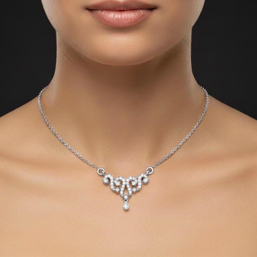 Moissanite Pendant Necklace | Non-Allergenic Bridal Jewelry