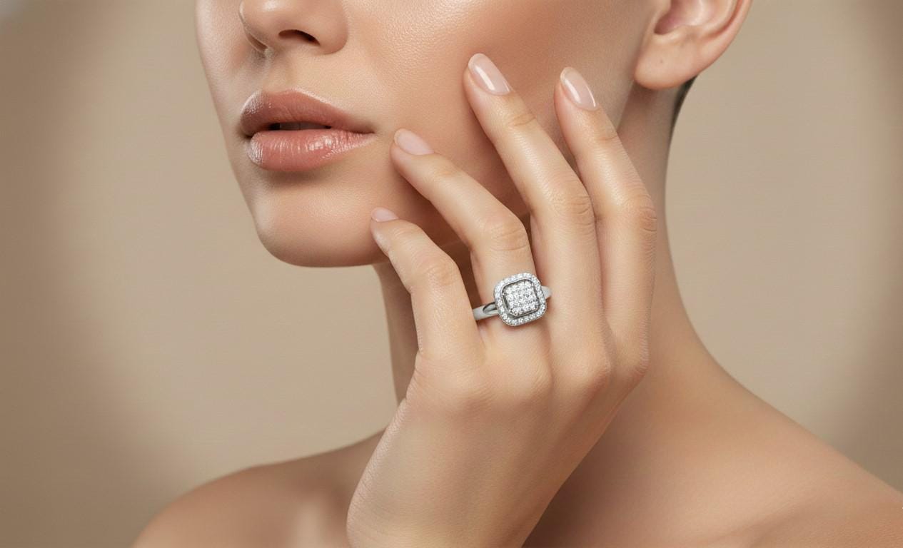 Moissanite Cushion Halo Ring for Women | Gold, Rose Gold & Silver | Sizes 5–11 | Engagement, Promise & Anniversary Gift