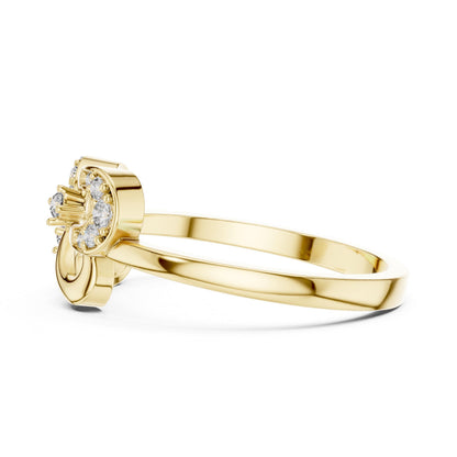 Rose gold Infinity Heart Moissanite diamond promise ring with minimalist romantic design, featuring a heart-shaped center stone.