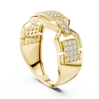 Riora luxury moissanite diamond ring with rose gold chunky band, statement jewelry for him, ideal for weddings or special gifts