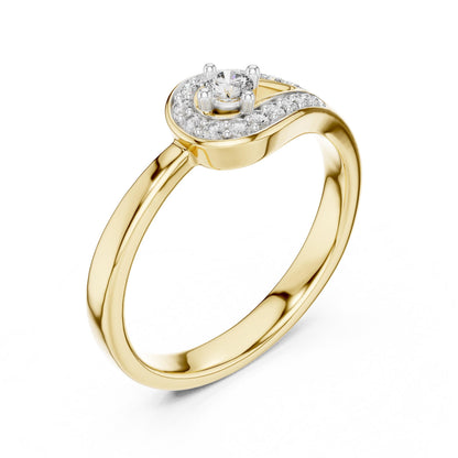 Riora twisted halo moissanite diamond engagement ring in solid gold with vintage style, bridal and wedding jewelry.