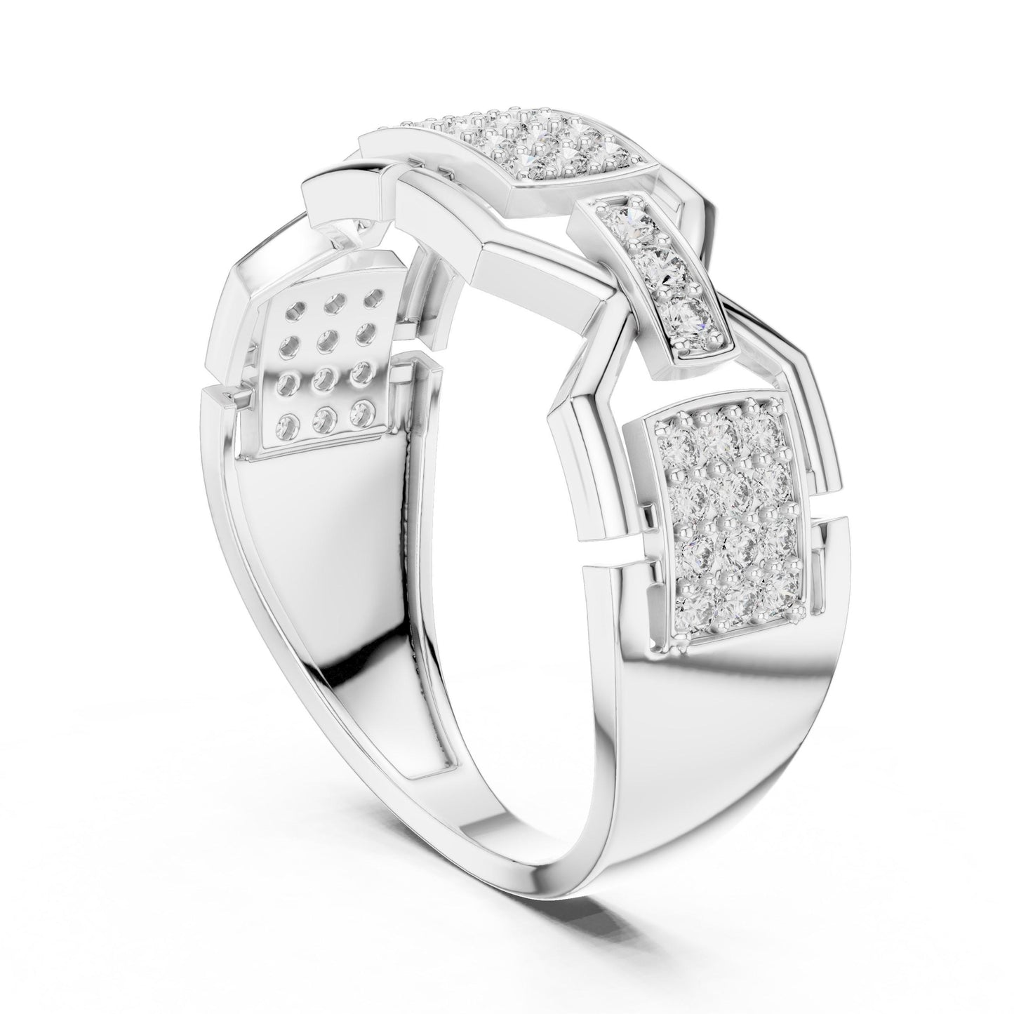 Riora luxury moissanite diamond ring with a chunky rose gold band, ideal for weddings or statement jewelry.