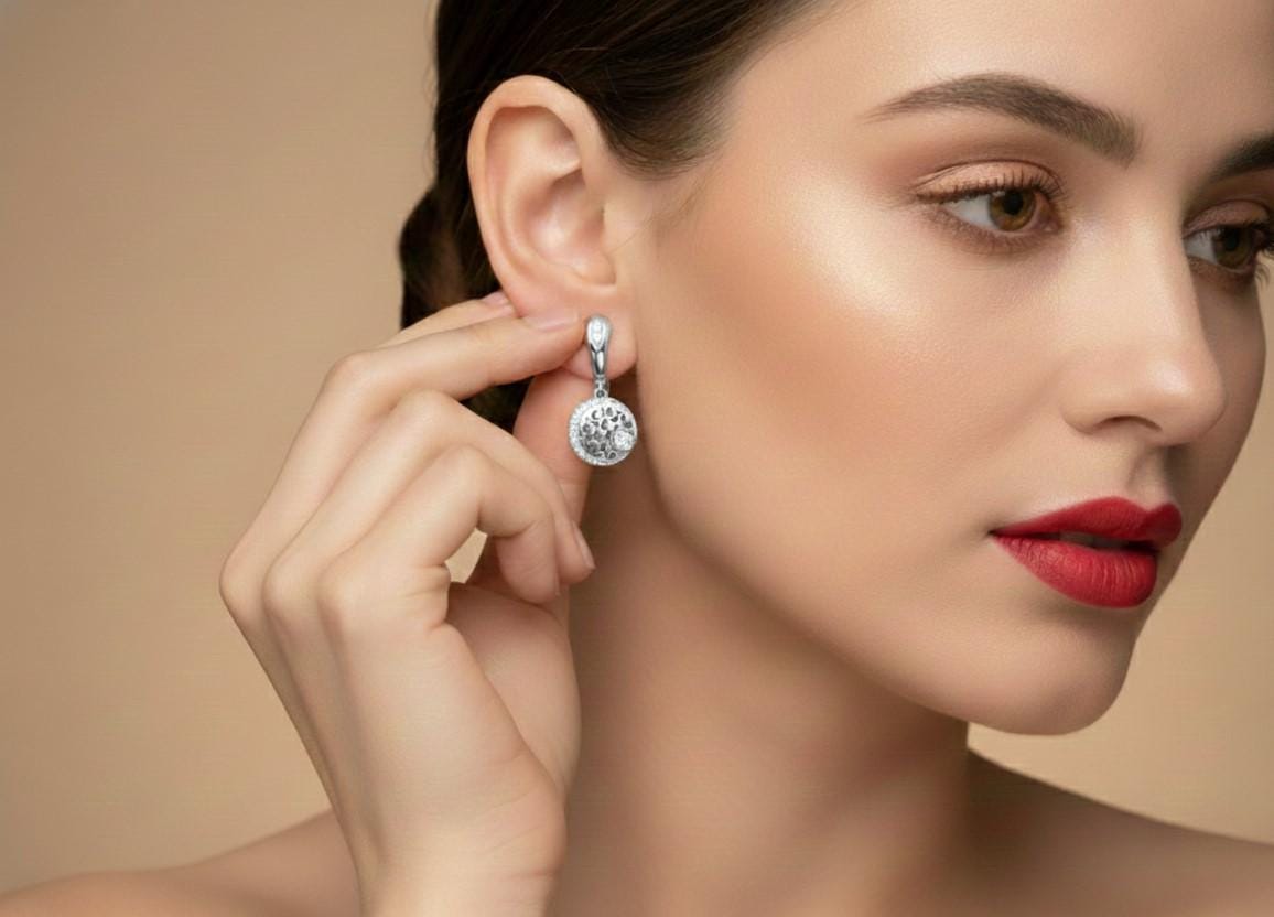Moissanite Circle Drop Earrings in Gold Rose Gold Silver | Hypoallergenic Luxury Dangle Earring Gift for Women