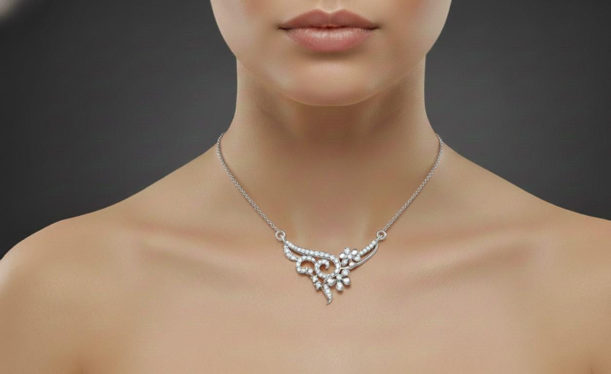 Moissanite Floral Leaf Pendant Necklace for Women | Gold, Rose Gold & Silver | Elegant Gift for Her