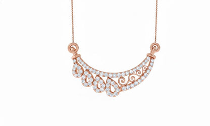 Riora luxury moissanite teardrop necklace with rose gold pendant, elegant bridal jewelry for weddings or special occasions