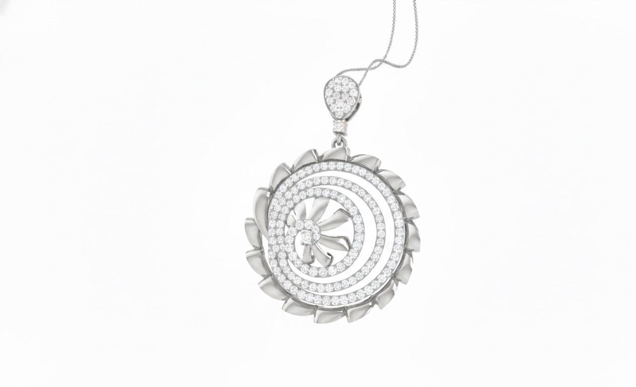 Moissanite Spiral Pendant Necklace, Gold Rose Gold Silver, Hypoallergenic Statement  Gift for Her Valentine
