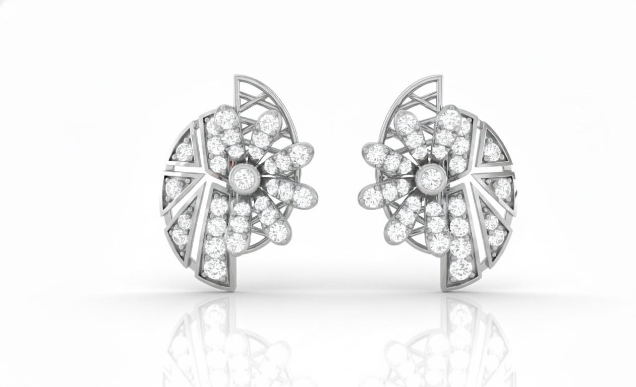 Moissanite Floral Stud Earrings for Women | Gold, Rose Gold & Silver | Bridal & Valentine Gift