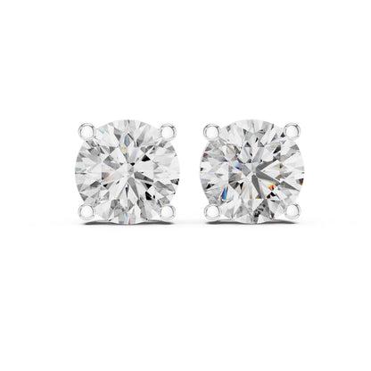 Riora 8mm round cut moissanite diamond stud earrings for women, minimalist sparkling jewelry with a luxurious look.