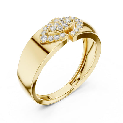 Riora moissanite statement band ring for women, dainty wedding and anniversary stackable bridal jewelry showing sparkling stones