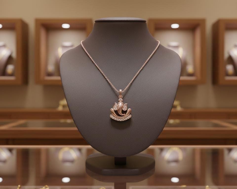 Moissanite Lotus Pendant Necklace | Hypoallergenic Symbolic Jewelry | Gold, Rose Gold, Silver