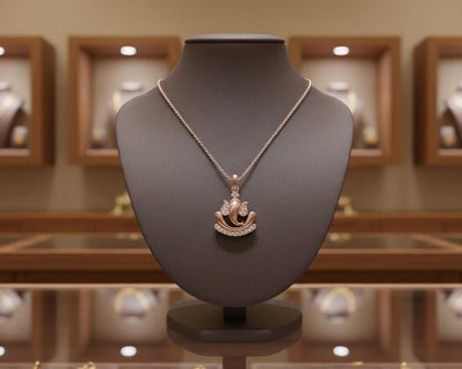 Moissanite Lotus Pendant Necklace | Hypoallergenic Symbolic Jewelry | Gold, Rose Gold, Silver