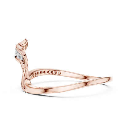 Riora minimalist moissanite wave ring in gold, rose gold, and silver options, featuring an open band design for stacking jewelry.
