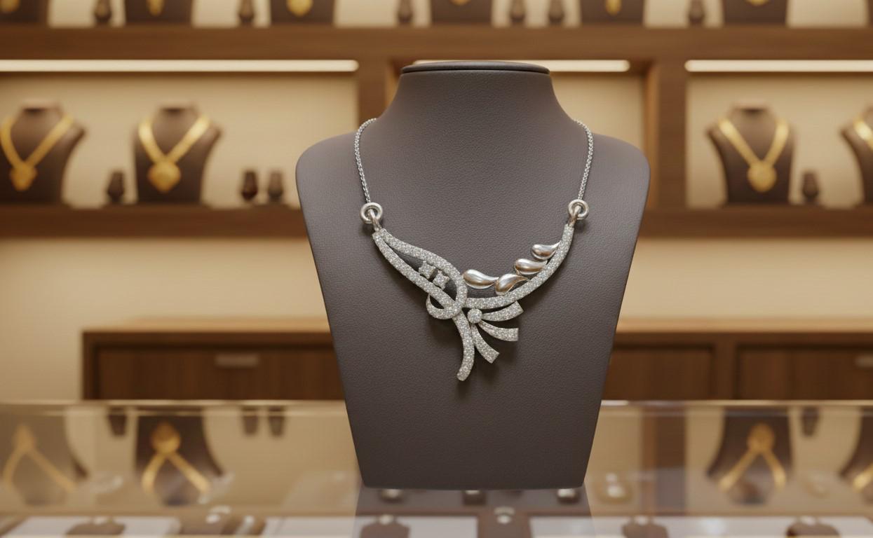 Moissanite Wing Pendant Necklace for Women | Gold, Rose Gold & Silver | Elegant Bridal Gift