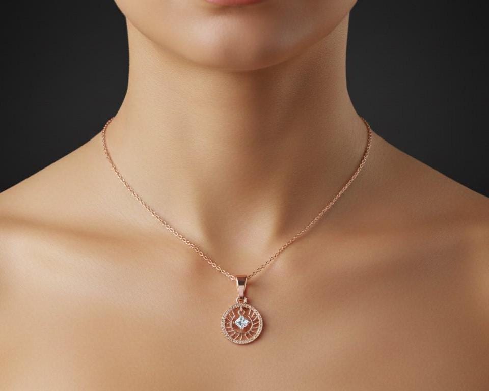 Moissanite Sunburst Pendant Necklace | Hypoallergenic | Gold, Rose Gold, Silver