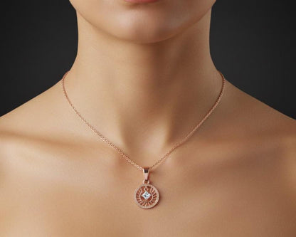 Moissanite Sunburst Pendant Necklace | Hypoallergenic | Gold, Rose Gold, Silver