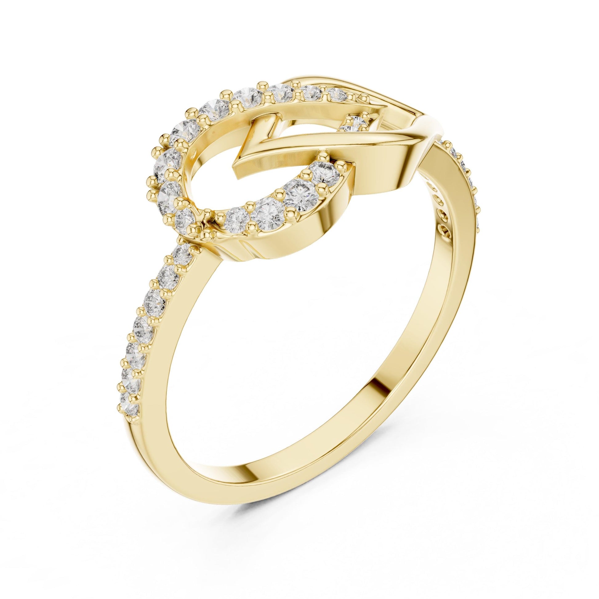 Rose gold infinity heart moissanite diamond promise ring with dainty design and romantic love symbol, showcasing sparkling gemstones.