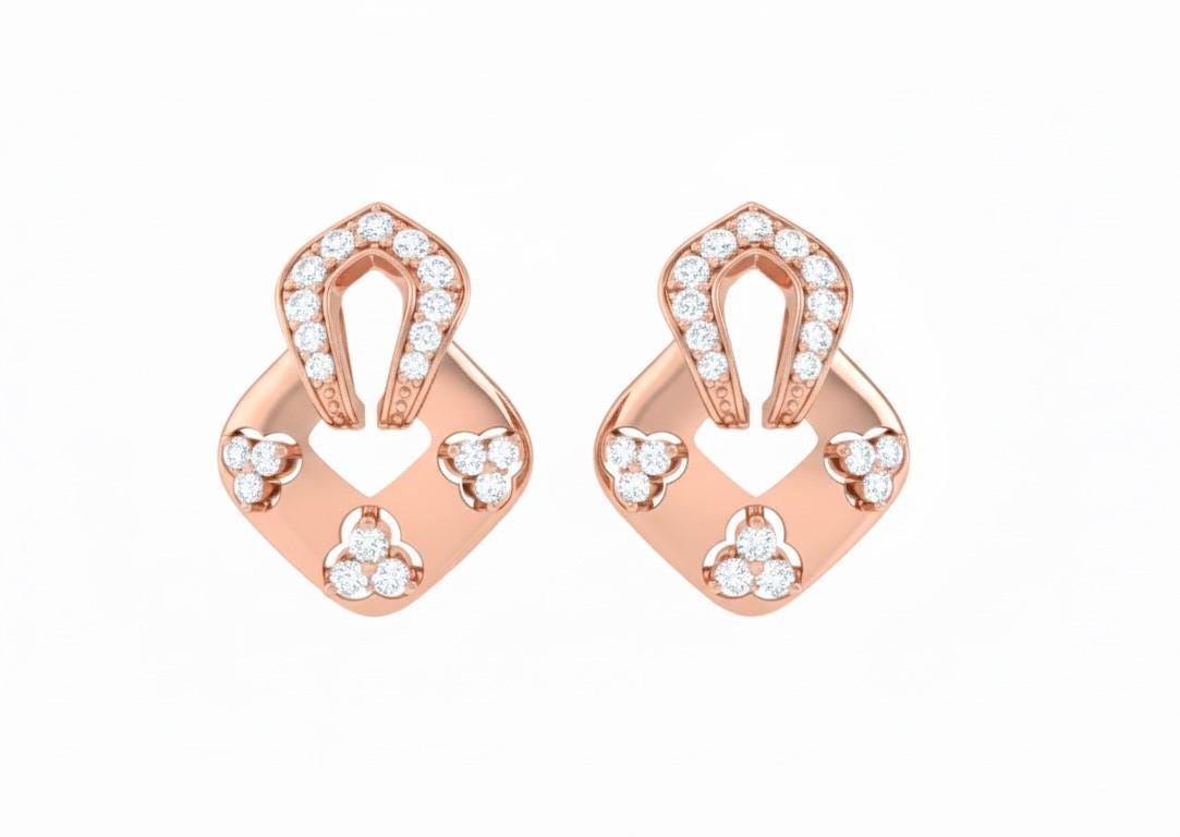 Riora moissanite stud earrings in gold and rose silver with diamond-like sparkle, hypoallergenic and nickel-free for elegant gifting.