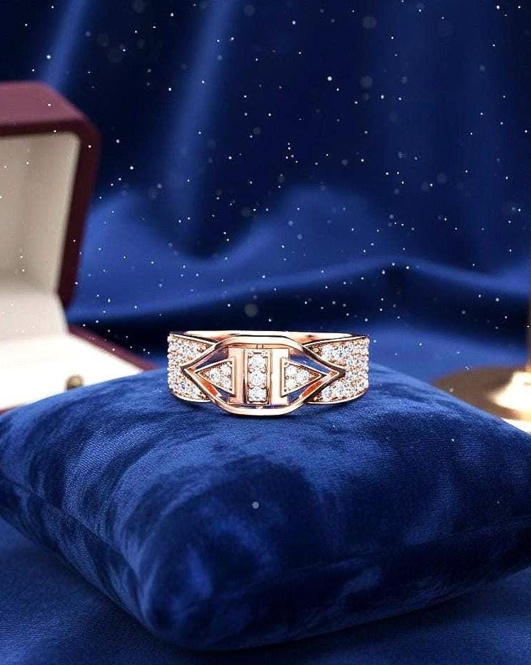 Riora Art Deco CZ triple panel wide band ring with intricate design, hypoallergenic jewelry suitable for statement and anniversary gifts.