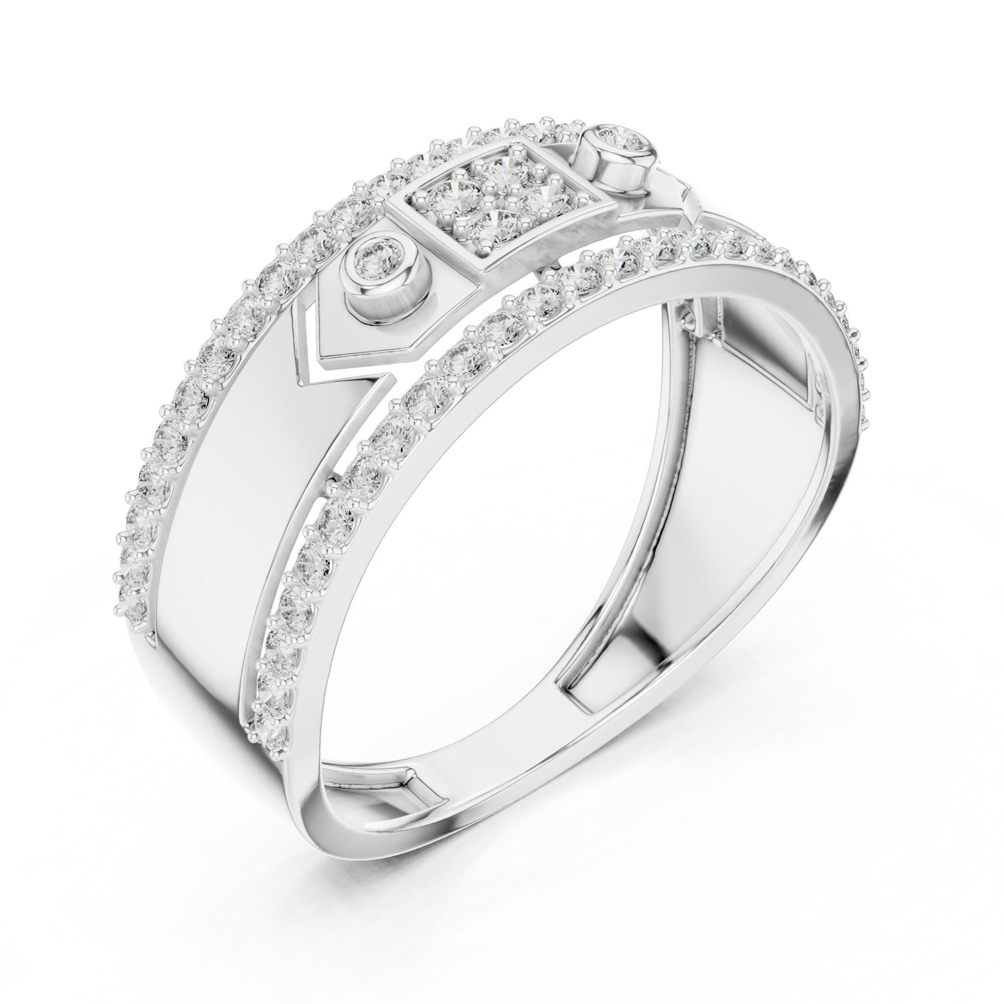 Riora luxury moissanite diamond statement ring for women in rose gold, featuring a bold cocktail band perfect for bridal or party wear.