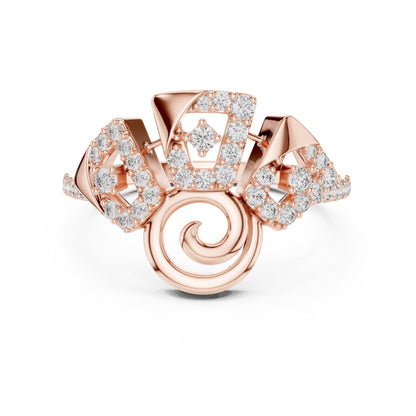 Riora Art Deco moissanite diamond statement ring with geometric vintage style, bold cocktail band, and unique design.