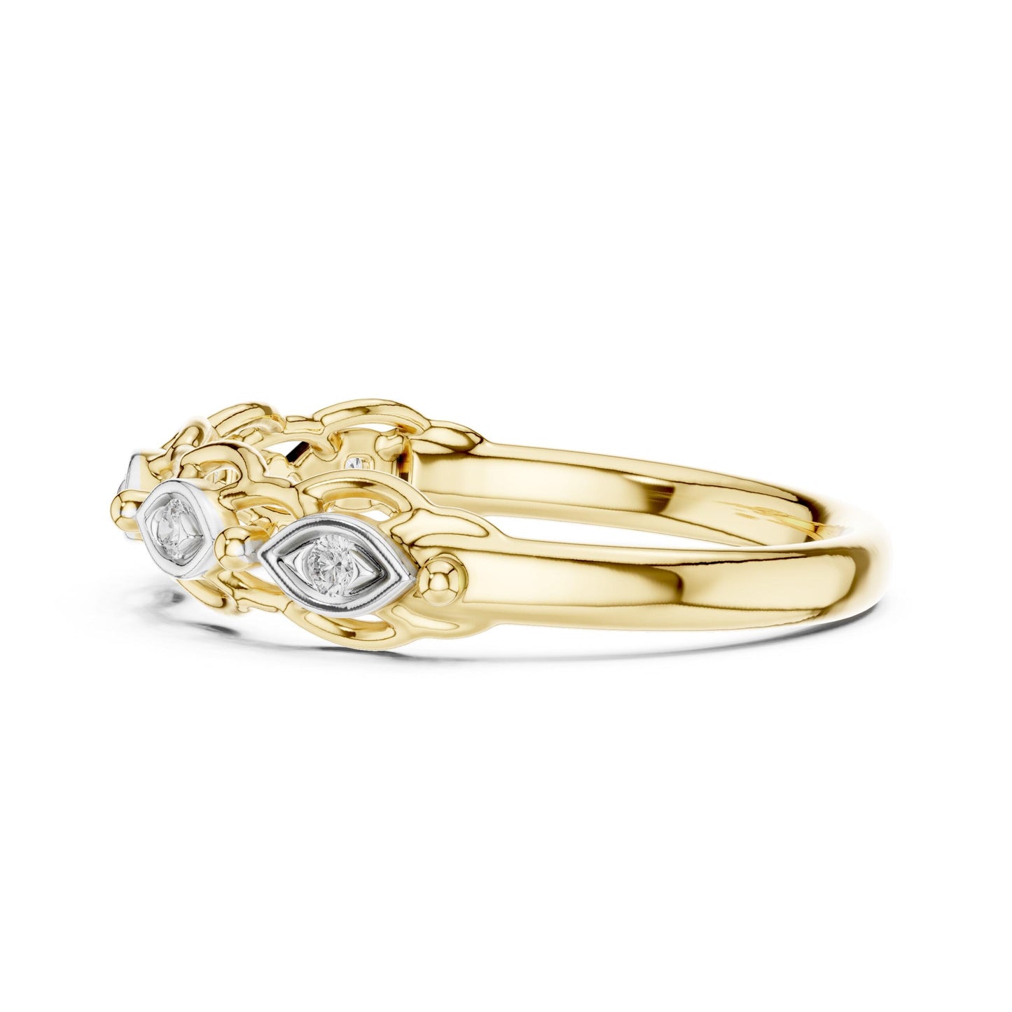 Riora vintage moissanite wedding band with marquise diamond style, art deco design, rose gold minimalist ring for anniversary.
