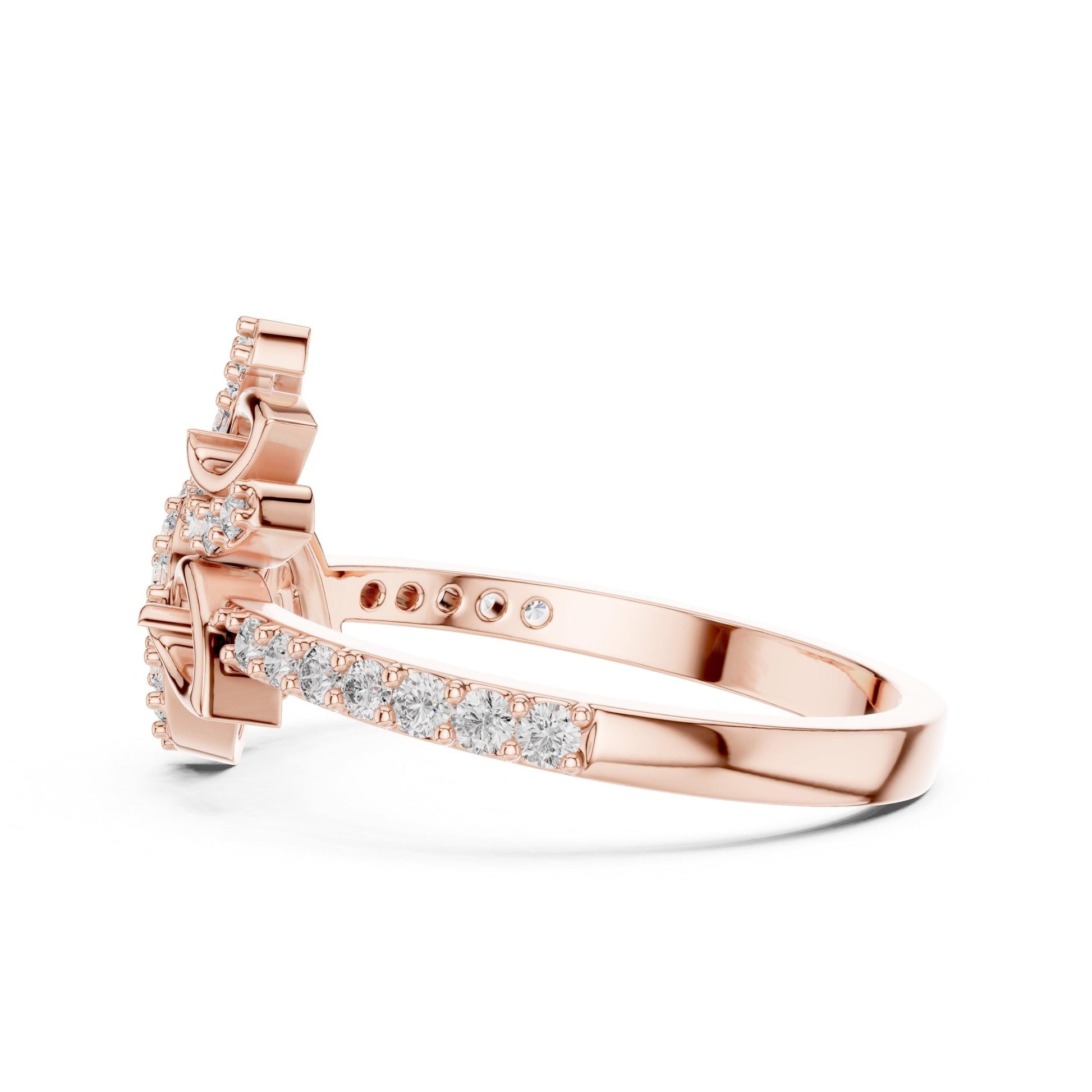 Rose gold dainty butterfly moissanite diamond ring by Riora, featuring nature-inspired minimalist design and elegant craftsmanship.